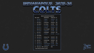 Indianapolis Colts 2025-26 Wallpaper Schedule
