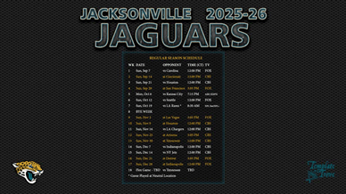 Jacksonville Jaguars 2025-26 Wallpaper Schedule