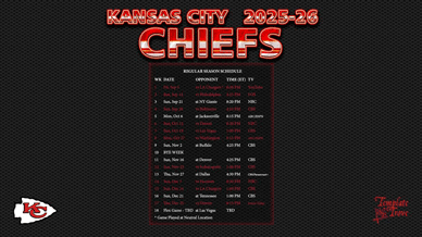 Kansas City Chiefs 2025-26 Wallpaper Schedule