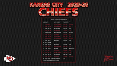 Kansas City Chiefs 2025-26 Wallpaper Schedule