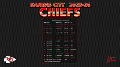 Kansas City Chiefs 2025-26 Wallpaper Schedule