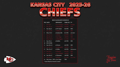 Kansas City Chiefs 2025-26 Wallpaper Schedule