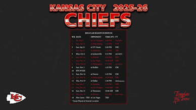 Kansas City Chiefs 2025-26 Wallpaper Schedule