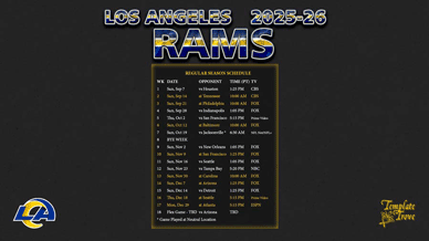 Los Angeles Rams 2025-26 Wallpaper Schedule