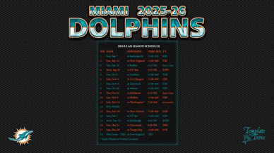 Miami Dolphins 2025-26 Wallpaper Schedule