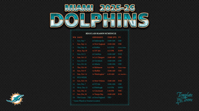 Miami Dolphins 2025-26 Wallpaper Schedule