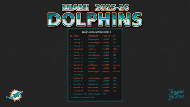 Miami Dolphins 2025-26 Wallpaper Schedule