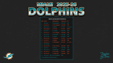 Miami Dolphins 2025-26 Wallpaper Schedule