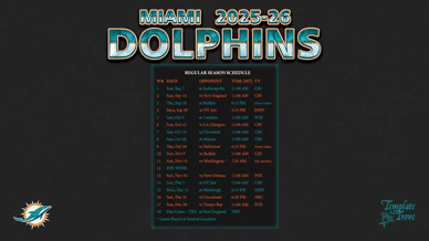 Miami Dolphins 2025-26 Wallpaper Schedule