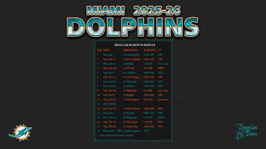 Miami Dolphins 2025-26 Wallpaper Schedule