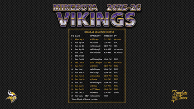 Minnesota Vikings 2025-26 Wallpaper Schedule