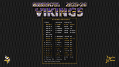Minnesota Vikings 2025-26 Wallpaper Schedule