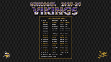 Minnesota Vikings 2025-26 Wallpaper Schedule