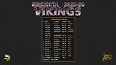 Minnesota Vikings 2025-26 Wallpaper Schedule