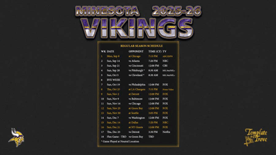 Minnesota Vikings 2025-26 Wallpaper Schedule