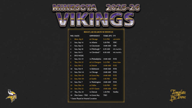 Minnesota Vikings 2025-26 Wallpaper Schedule