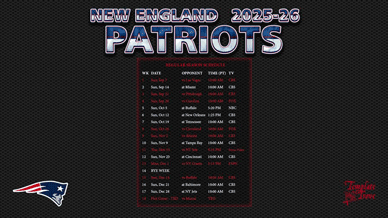 New England Patriots 2025-26 Wallpaper Schedule