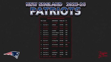 New England Patriots 2025-26 Wallpaper Schedule