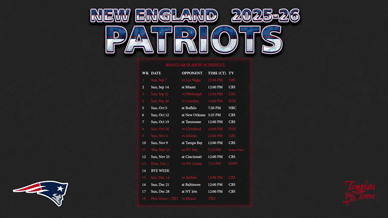 New England Patriots 2025-26 Wallpaper Schedule