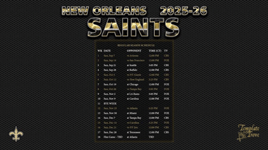 New Orleans Saints 2025-26 Wallpaper Schedule