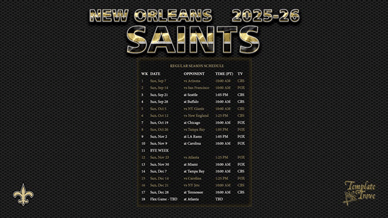 New Orleans Saints 2025-26 Wallpaper Schedule