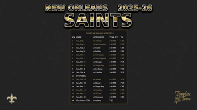 New Orleans Saints 2025-26 Wallpaper Schedule