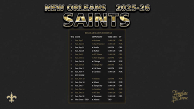 New Orleans Saints 2025-26 Wallpaper Schedule
