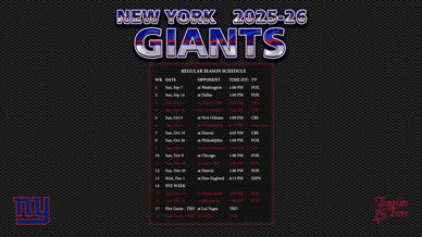 New York Giants 2025-26 Wallpaper Schedule