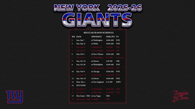 New York Giants 2025-26 Wallpaper Schedule