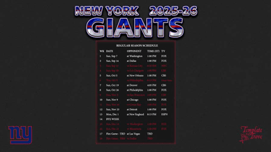New York Giants 2025-26 Wallpaper Schedule