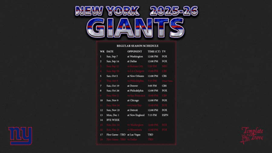 New York Giants 2025-26 Wallpaper Schedule