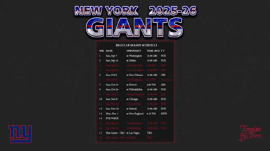 New York Giants 2025-26 Wallpaper Schedule