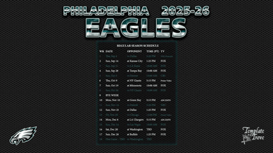 Philadelphia Eagles 2025-26 Wallpaper Schedule