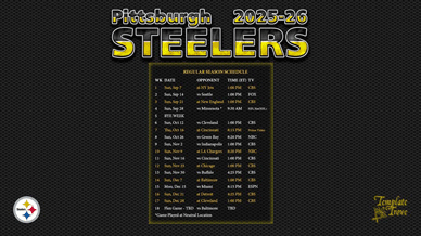 Pittsburgh Steelers 2025-26 Wallpaper Schedule
