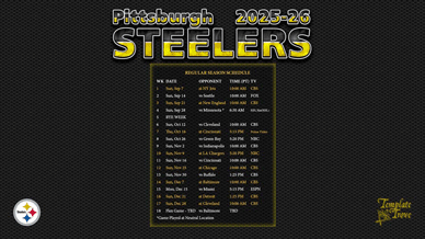 Pittsburgh Steelers 2025-26 Wallpaper Schedule