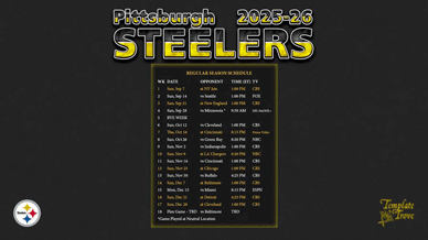 Pittsburgh Steelers 2025-26 Wallpaper Schedule