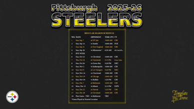 Pittsburgh Steelers 2025-26 Wallpaper Schedule