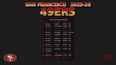 San Francisco 49ers 2025-26 Wallpaper Schedule