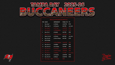 Tampa Bay Buccaneers 2025-26 Wallpaper Schedule