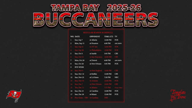 Tampa Bay Buccaneers 2025-26 Wallpaper Schedule
