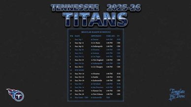Tennessee Titans 2025-26 Wallpaper Schedule