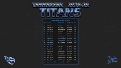 Tennessee Titans 2025-26 Wallpaper Schedule