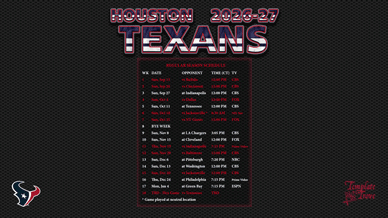 Houston Texans 2026-27 Wallpaper Schedule