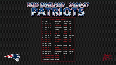New England Patriots 2026-27 Wallpaper Schedule
