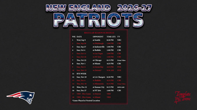 New England Patriots 2026-27 Wallpaper Schedule