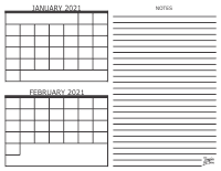 2021 - 2 Month Calendar