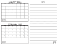 2026 - 2 Month Calendar