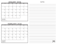 2036 - 2 Month Calendar
