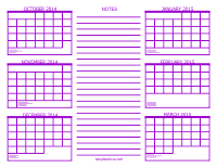 Half Year Calendar - Purple