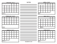 2015 6 Month Calendar